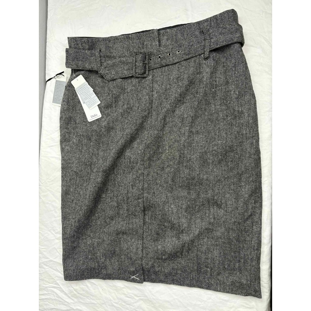 NWT Dalia Collection Women's Grey/Black Belted Pencil Skirt size 12